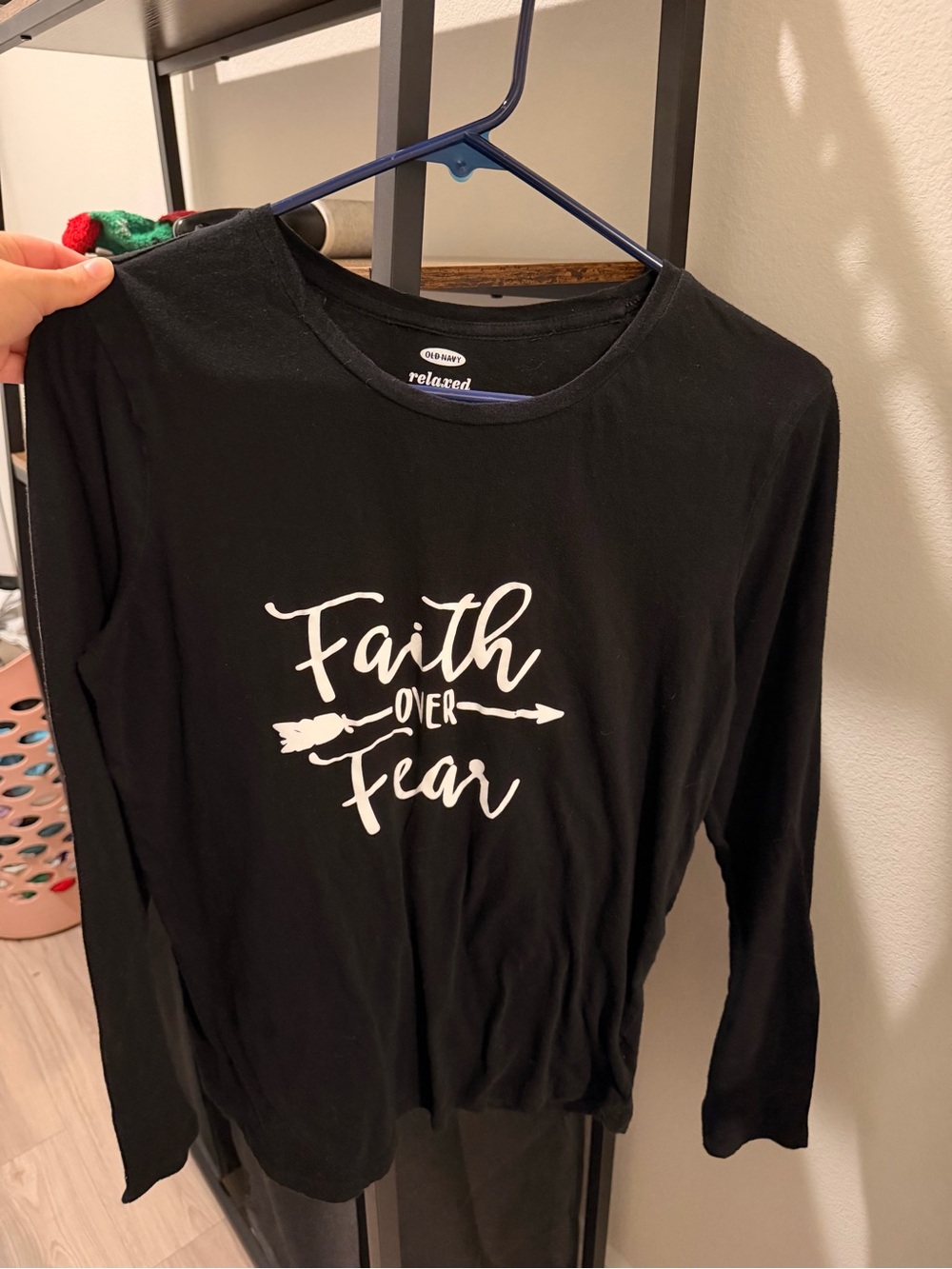 Old Navy Black Tee with White Script